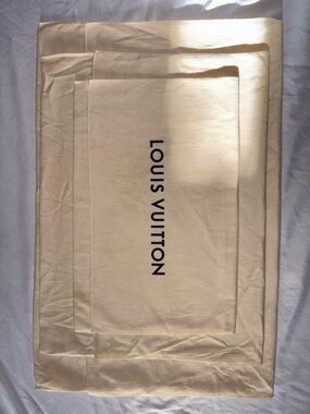 Louis Vuitton Beige Canvas Dust Bag with Navy Logo
